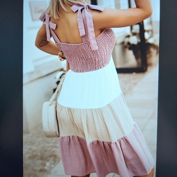 071. Multicolor Smocked Color Block Sleeveless Mini Dress Size S - Picture 2 of 8